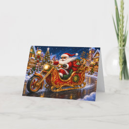 Grappige fietser Kerstman Chopper Motorfiets Kerst Feestdagen Kaart