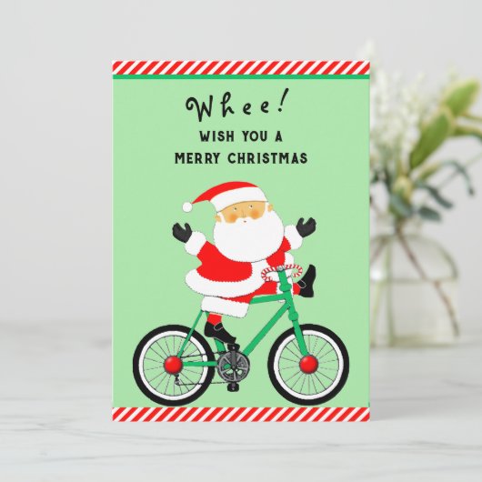 Grappige Fietser Kerstmis Feestdagenkaart (Staand voorkant)