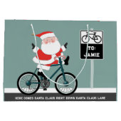 Grappige fietser Kerstmis Groot Cadeauzakje (Achterkant)