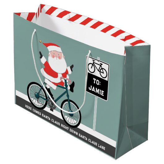 Grappige fietser Kerstmis Groot Cadeauzakje (Achterkant Gekanteld)