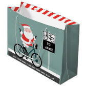Grappige fietser Kerstmis Groot Cadeauzakje (Voorkant Gekanteld)