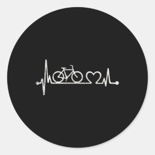 Grappige fietsfietshartslag ronde sticker