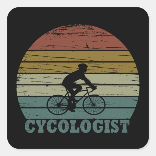 Grappige fietspensioen - Vintage Cycologist Vierkante Sticker (Voorkant)
