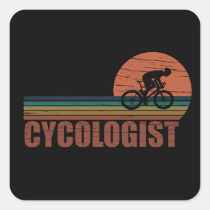 Grappige fietspensioen - Vintage Cycologist Vierkante Sticker