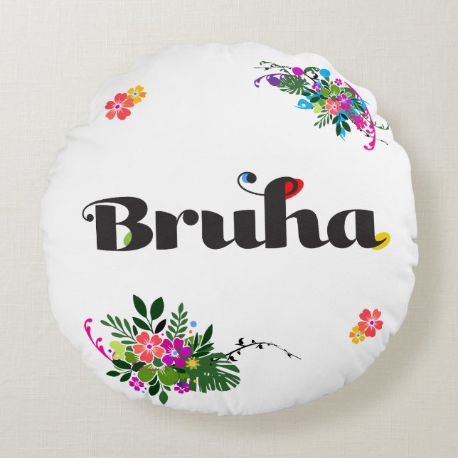 Grappige Filipijnse Bruha Boho Ronde Kussen Wijn (Voorkant)