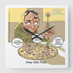 Grappige Filosofie Deep Dish Pizza Wandklok