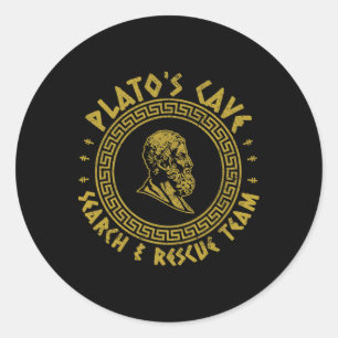 Grappige filosofie Plato's Cave Zoek- en Reddingst Ronde Sticker