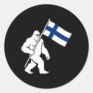 Grappige Finse Bigfoot Sasquatch met Finland Ronde Sticker