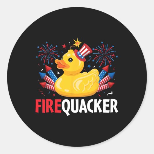 Grappige Firecracker Duck 4th of July Ronde Sticker (Voorkant)