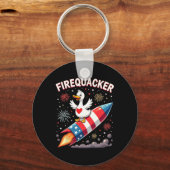 Grappige Firecracker Duck Goose 4th of July Patrio Sleutelhanger (Voorkant)