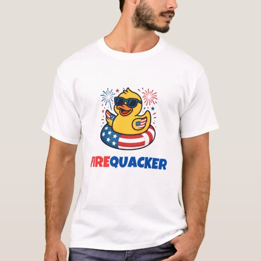 Grappige Firequacker Eend Vierde juli Humor T-shirt (Voorkant)