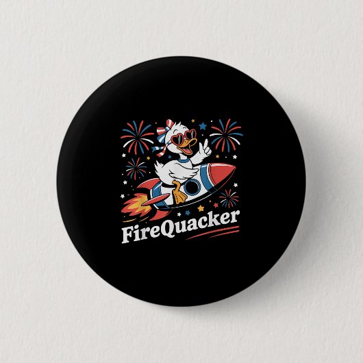 Grappige Firequacker Goose 4th of July Shirt Onafh Ronde Button 5,7 Cm (Voorkant)