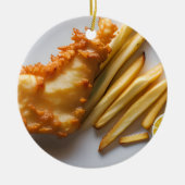 Grappige Fish Pun Christmas | Vis en spaanders Keramisch Ornament (Voorkant)