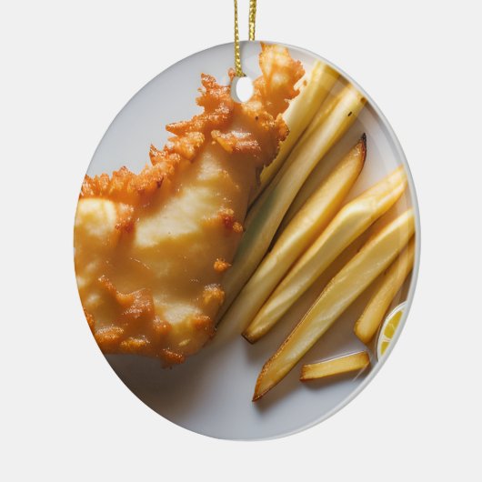 Grappige Fish Pun Christmas | Vis en spaanders Keramisch Ornament (Links)