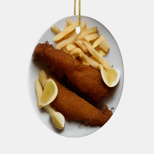 Grappige Fish Pun Christmas | Vis en spaanders Keramisch Ornament (Rechts)