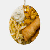 Grappige Fish Pun Christmas | Vis en spaanders Keramisch Ornament (Rechts)