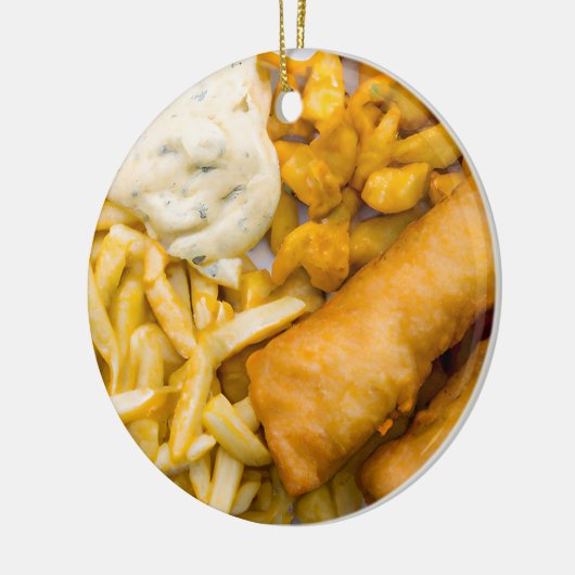 Grappige Fish Pun Christmas | Vis en spaanders Keramisch Ornament (Links)