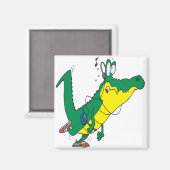 grappige fitness alligator cartoon magneet (Voorkant / Achterkant)