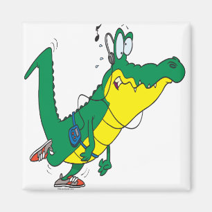 grappige fitness alligator cartoon magneet