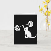 Grappige Fitness Gewichtskracht Gym Cat Lifting Vo Kaart (Gele Bloem)
