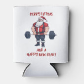 Grappige Fitness Kerst Liftmas Barbell Santa Blikjeskoeler (Voorkant)