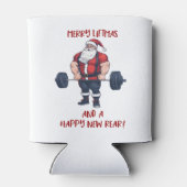 Grappige Fitness Kerst Liftmas Barbell Santa Blikjeskoeler (Achterkant)