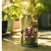 Grappige Fitness Kerst Liftmas Barbell Santa Blikvorm Glas