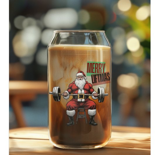 Grappige Fitness Kerst Liftmas Barbell Santa Blikvorm Glas