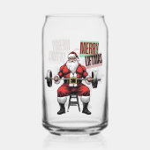 Grappige Fitness Kerst Liftmas Barbell Santa Blikvorm Glas (Voorkant)