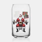 Grappige Fitness Kerst Liftmas Barbell Santa Blikvorm Glas (Achterkant)