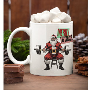 Grappige Fitness Kerst Liftmas Barbell Santa Koffiemok