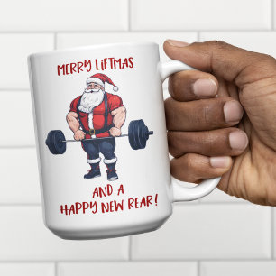 Grappige Fitness Kerst Liftmas Barbell Santa Koffiemok