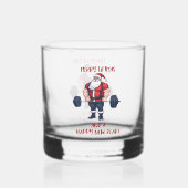 Grappige Fitness Kerst Liftmas Barbell Santa Pun Whisky Glas (Voorkant)
