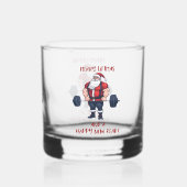 Grappige Fitness Kerst Liftmas Barbell Santa Pun Whisky Glas (Achterkant)