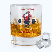 Grappige Fitness Kerst Liftmas Barbell Santa Pun Whisky Glas