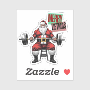 Grappige Fitness Kerst Liftmas Barbell Santa Sticker