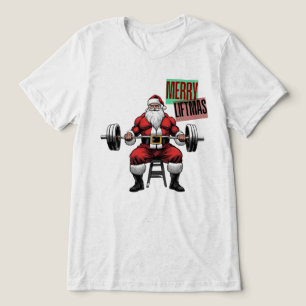 Grappige Fitness Kerst Liftmas Barbell Santa Tri-Blend Shirt