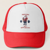 Grappige Fitness Kerst Liftmas Barbell Santa Trucker Pet (Voorkant)
