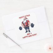 Grappige Fitness Kerst Liftmas Barbell Santa Vierkante Sticker (Envelop)