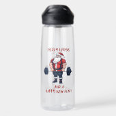 Grappige Fitness Kerst Liftmas Barbell Santa Waterfles (Achterkant)