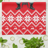 Grappige Fitness Kerstliften Barbell Santa Gym Theedoek (Gevouwen)