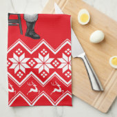 Grappige Fitness Kerstliften Barbell Santa Gym Theedoek (Quarter Fold)