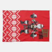 Grappige Fitness Kerstliften Barbell Santa Gym Theedoek (Horizontaal)