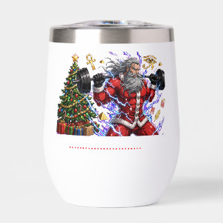 Grappige fitness Kerstman die gewichten tilt Kerst