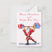 Grappige Fitness Kerstman Kerstkaart Notitiekaartje (Voorkant)