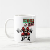 Grappige Fitness Kerstmis Bicep Curls Barbell Sant Koffiemok (Links)