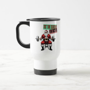 Grappige Fitness Kerstmis Bicep Curls Barbell Sant Reisbeker