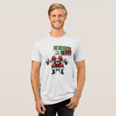 Grappige Fitness Kerstmis Bicep Curls Barbell Sant Tri-Blend Shirt (Voorkant volledig)