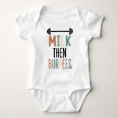 Grappige Fitness Melk Dan Burpees Workout Romper (Voorkant)