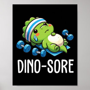 Grappige fitness workout dinosaurus gewichtheffen  poster
